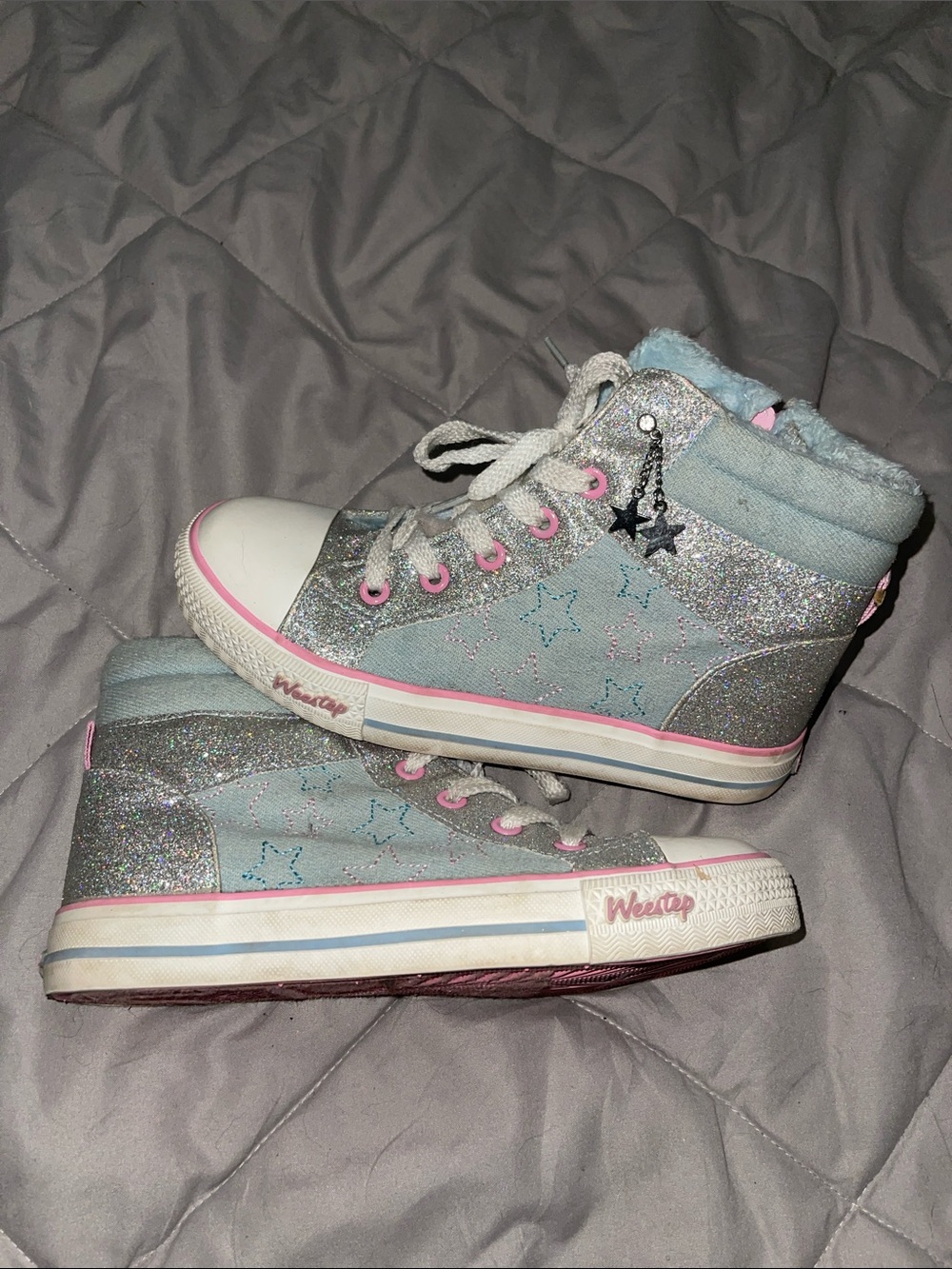 Weestep Girls Cozy Fleece‑Lined Sneakers – Size 2 Kids